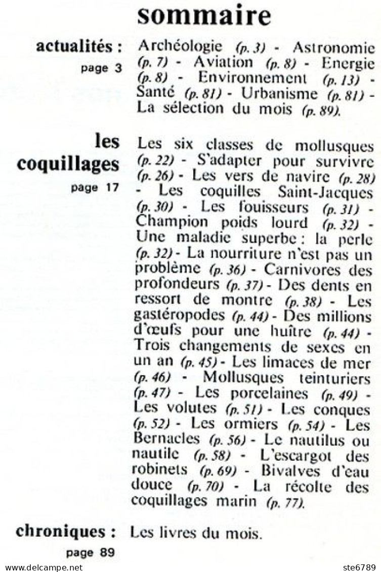Revue SCIENCES DU MONDE Les Coquillages N° 137 1975 - Animali
