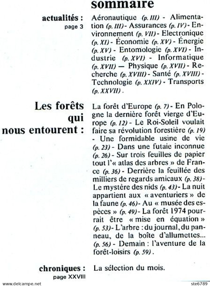 Revue SCIENCES DU MONDE Les Forets Qui Nous Entourent N° 132 1974 - Wissenschaft