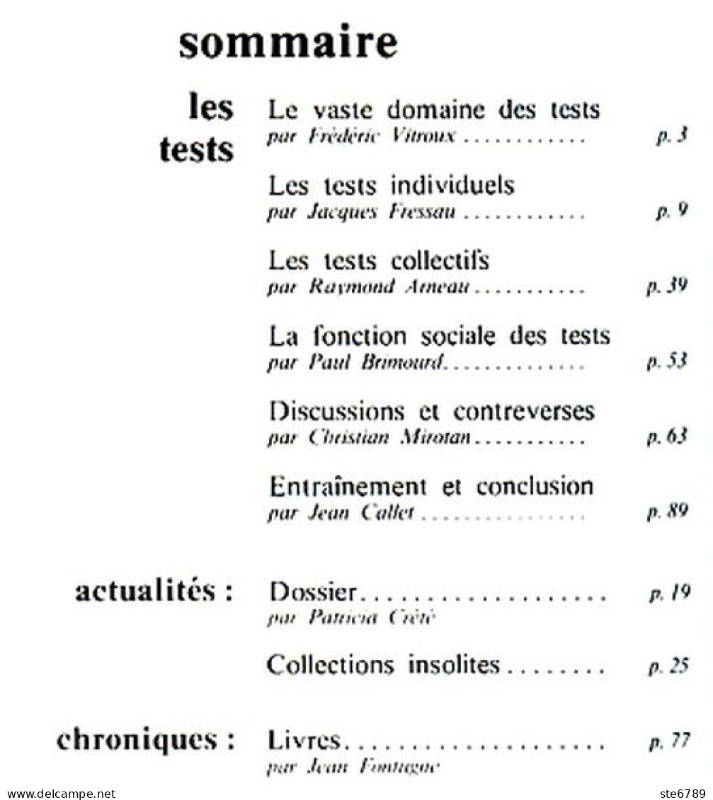 Revue SCIENCES DU MONDE Les Tests   N° 140 1975 - Science