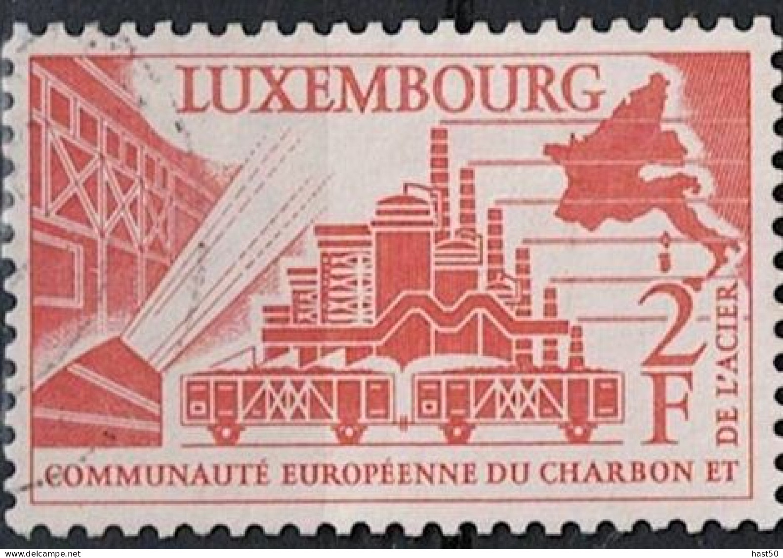 Luxemburg - Vier Jahre Montanunion (MiNr: 552) 1956 - Gest Used Obl - Oblitérés