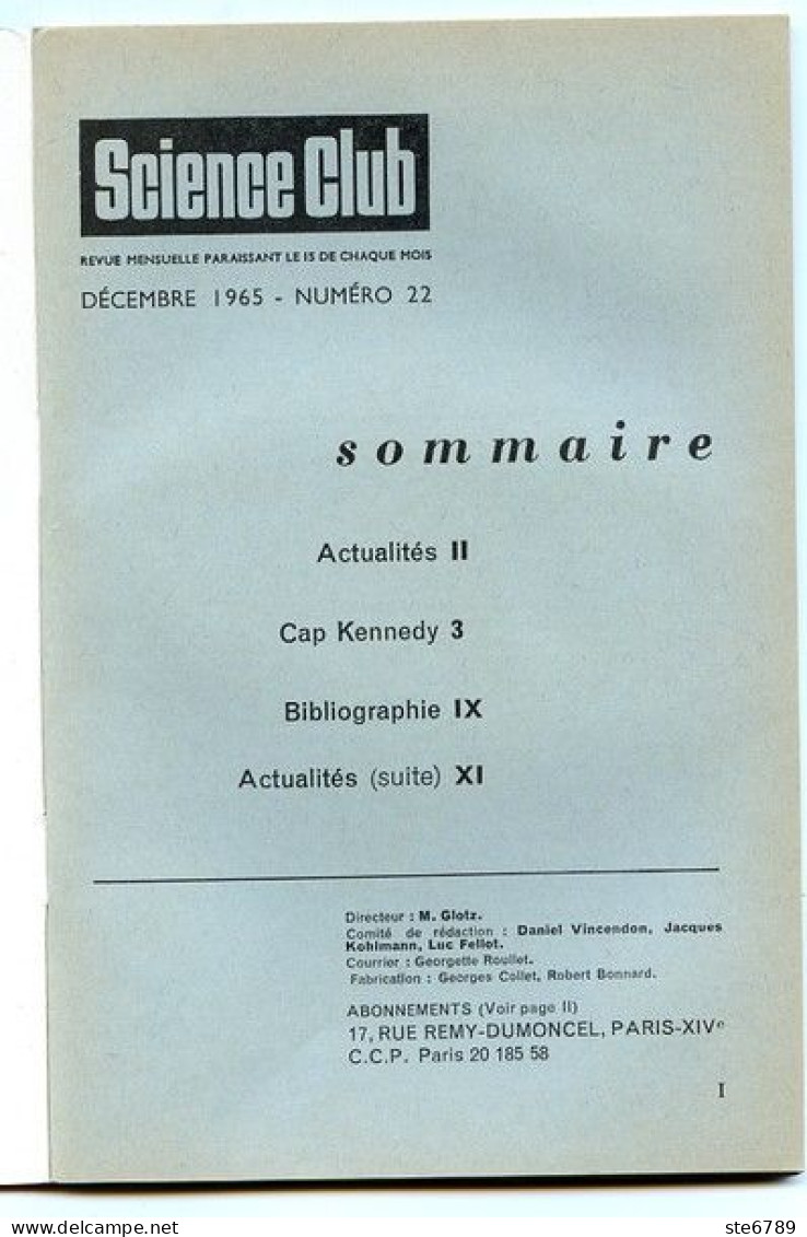 Revue SCIENCE CLUB 1965 N° 22 Cap Kennedy - Wissenschaft