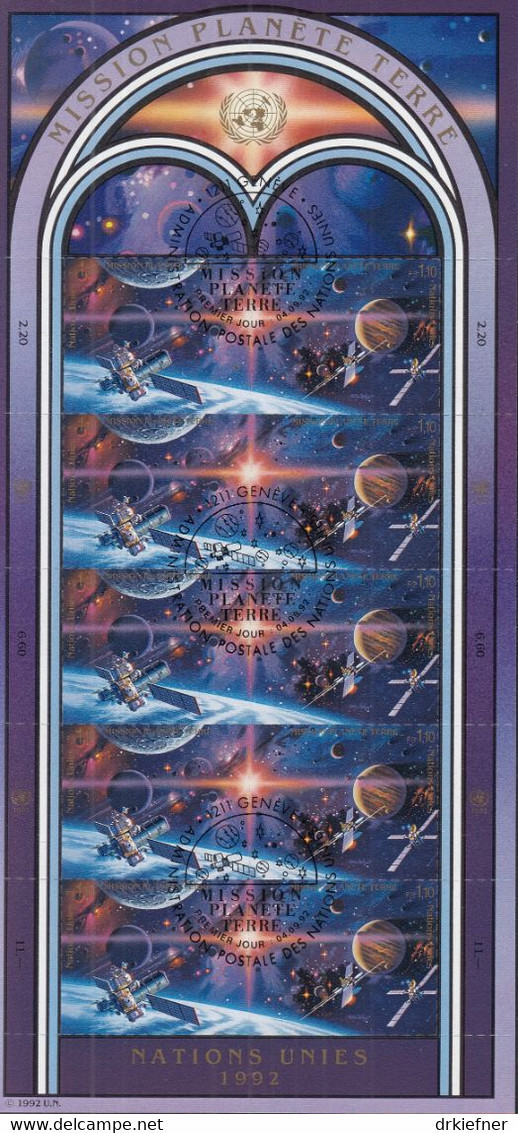 UNO GENF 219-220, Kleinbogen, Gestempelt, Internationales Weltraumjahr 1992 - Hojas Y Bloques