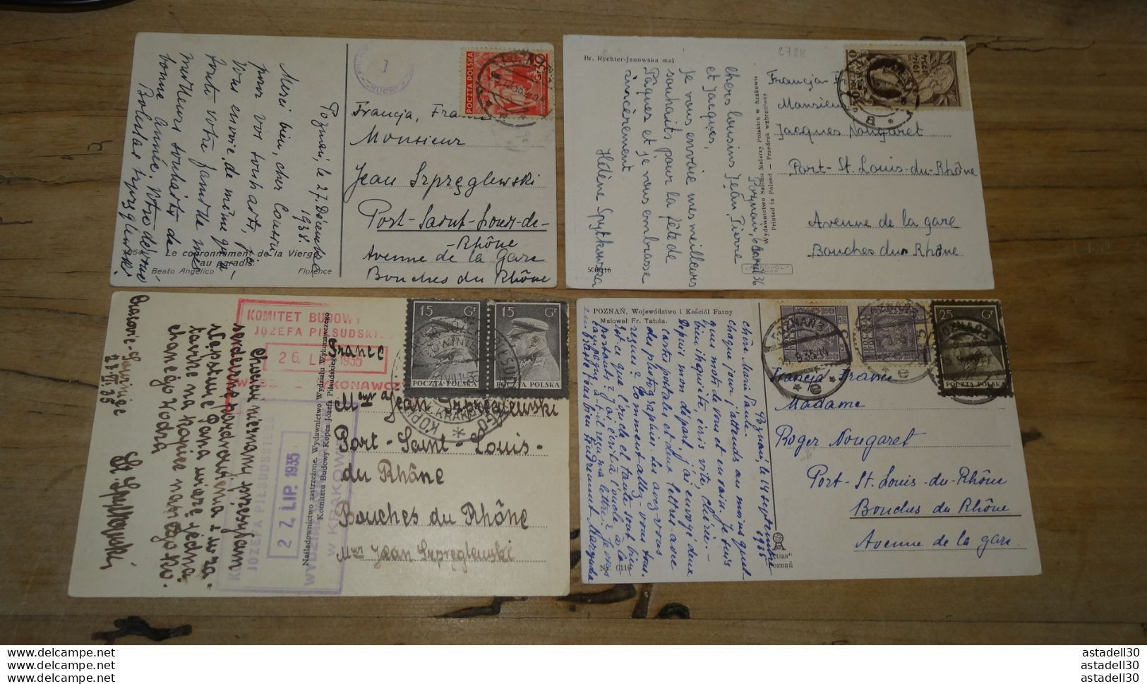 POLOGNE : Lot De 4 Cartes Postales Avec Timbres ............. 8351 - Brieven En Documenten