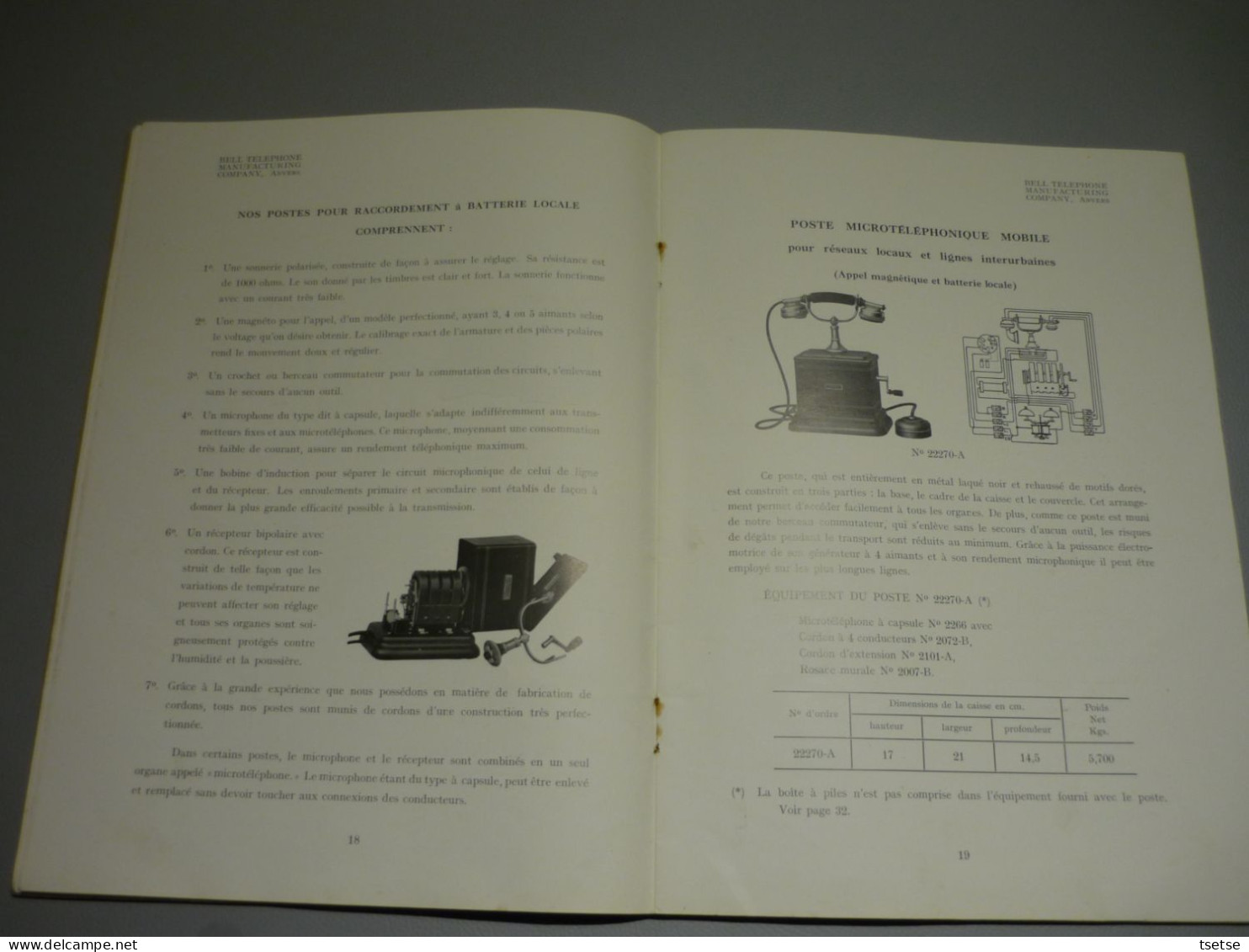 Bell Téléphone -Anvers / Commutateur Et Postes Téléphoniques - Matériel Et Accessoires