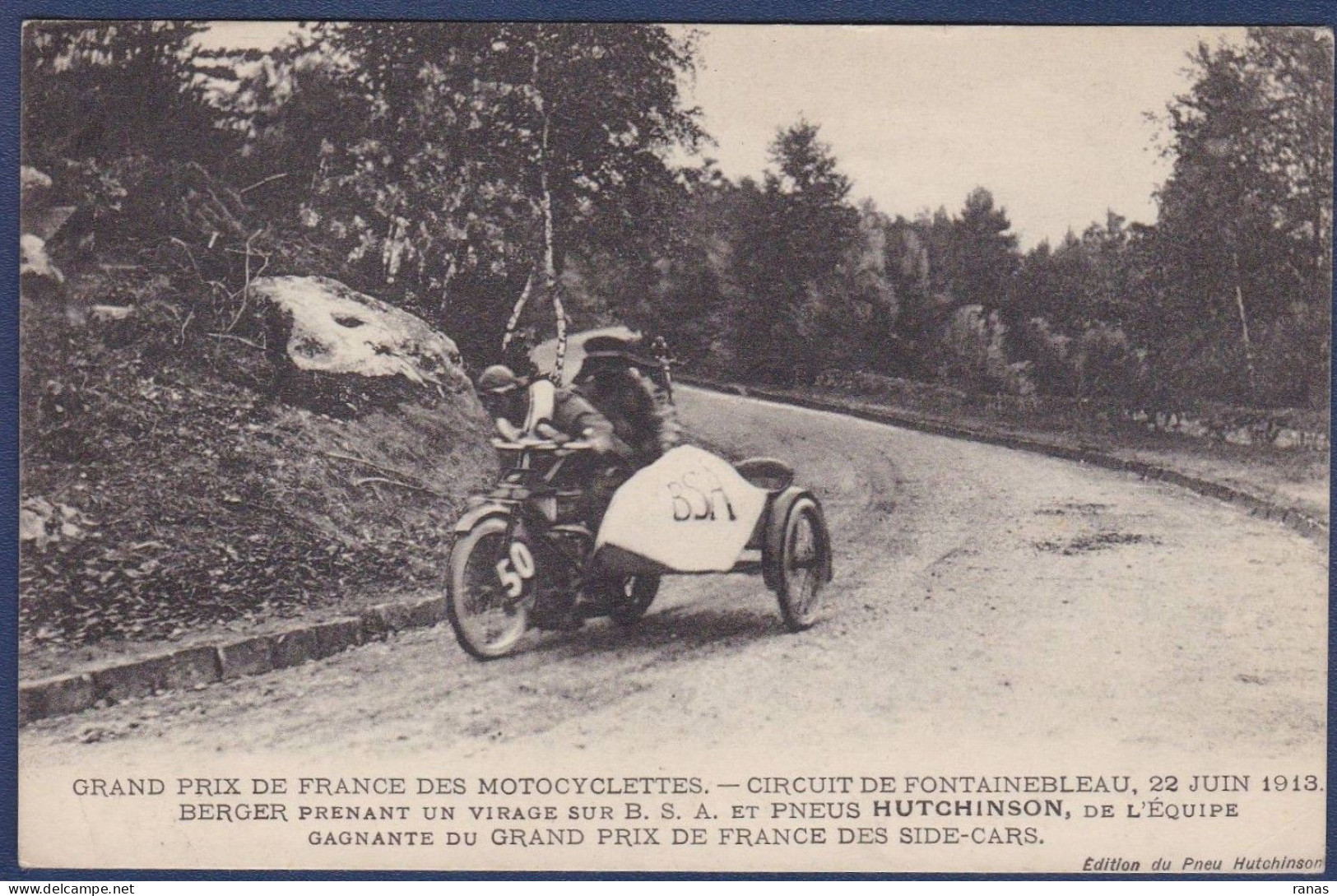 CPA Moto Sport Motor écrite Fontainebleau 1913 Berger Side Car - Sport Moto