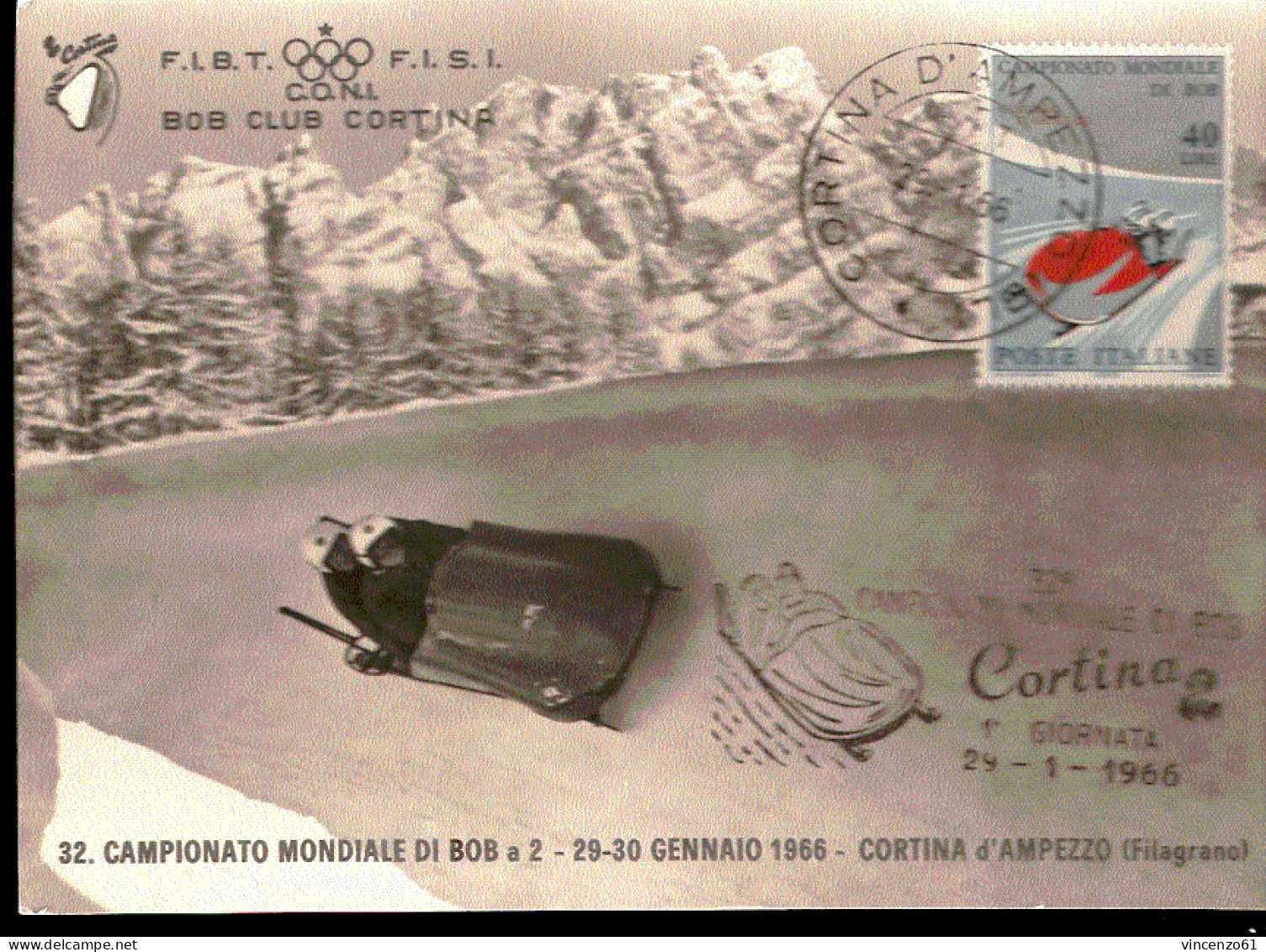 Cartolina Campionato Mondiale Di Bob A 2 29 - 30 Gennaio 1966 Perfette Condizioni - Bellissima - Wintersport (Sonstige)