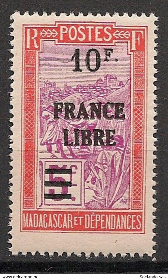 MADAGASCAR - 1942 - N°YT. 253 - France Libre 10f Sur 5f - Neuf Luxe ** / MNH / Postfrisch - Ongebruikt