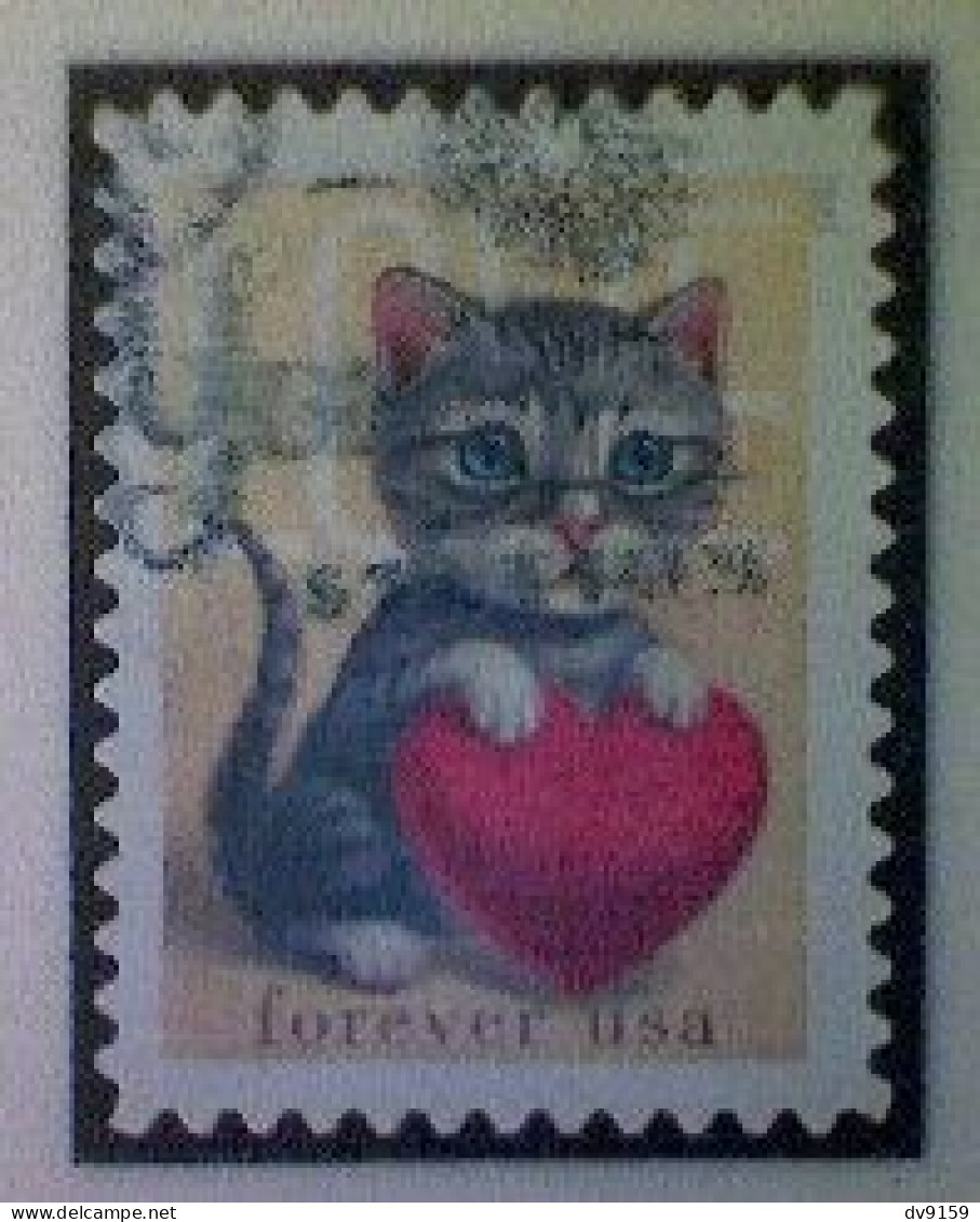 United States, Scott #5745, Used(o), 2023, Love Stamp: Kitten And Heart, (60¢) - Usati