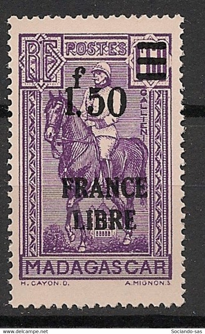 MADAGASCAR - 1942 - N°YT. 261 - France Libre 1f50 Sur 1f60 - Neuf Luxe ** / MNH / Postfrisch - Ungebraucht