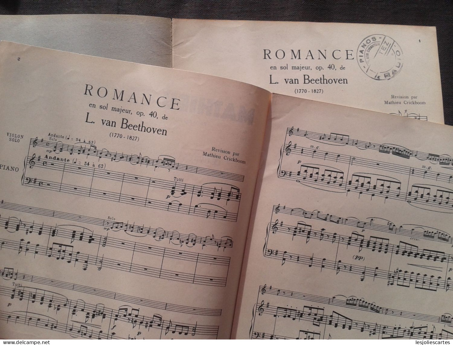 LUDWIG VAN BEETHOVEN ROMANCE OP 40 POUR VIOLON ET PIANO PARTITION EDITIONS SCHOTT - Snaarinstrumenten