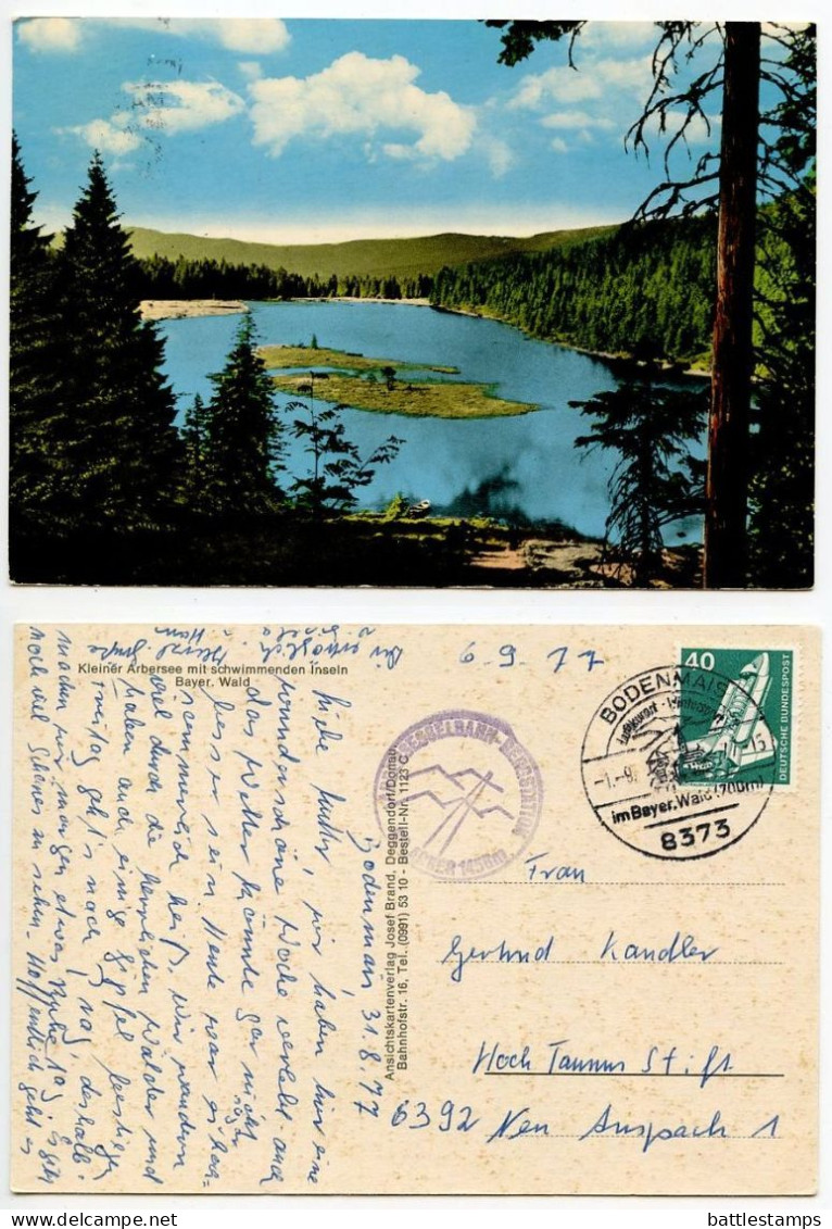 Germany, West 1977 Postcard Kleiner Arbersee Mit Schwimmenden Inseln Bayer. Wald.; Bodenmais Pictorial Postmark - Bodenmais