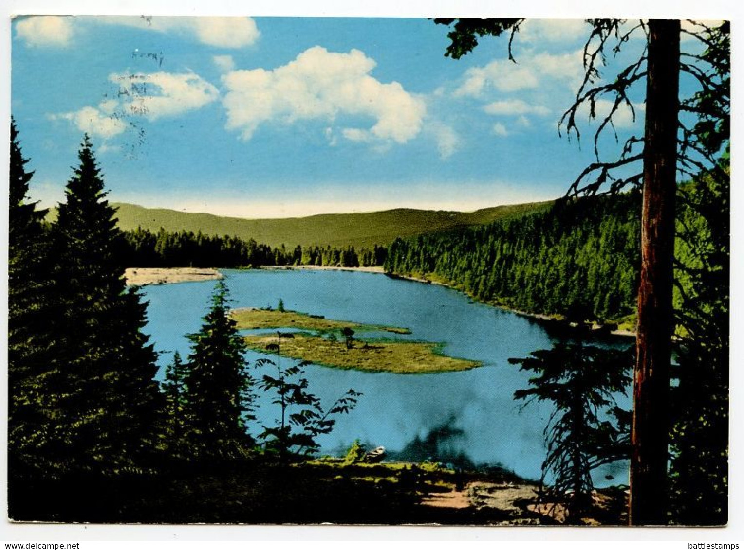 Germany, West 1977 Postcard Kleiner Arbersee Mit Schwimmenden Inseln Bayer. Wald.; Bodenmais Pictorial Postmark - Bodenmais