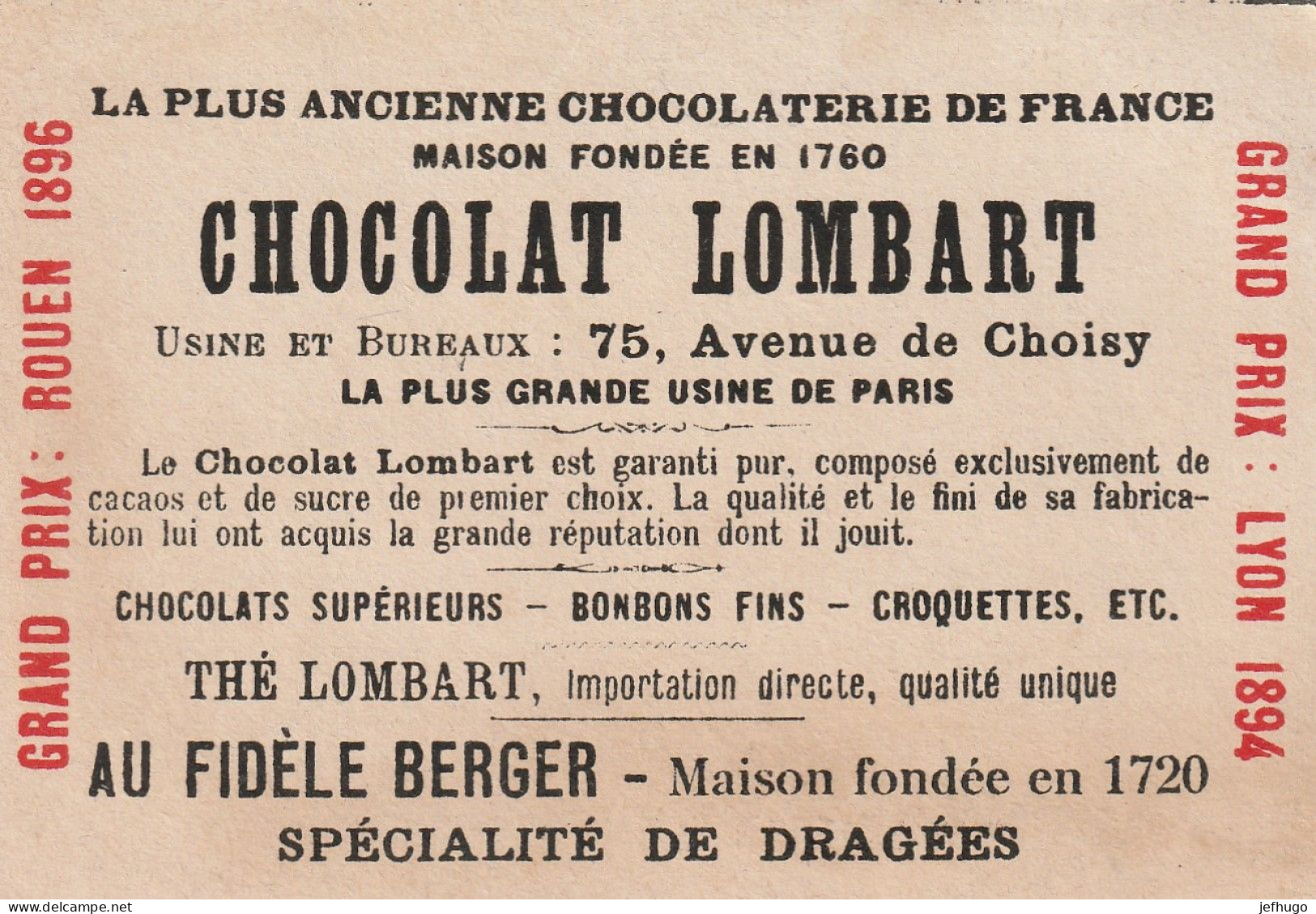 69 - CHROMO CHOCOLAT LOMBART . VENISE . LE GRAND CANAL . SCAN - Lombart