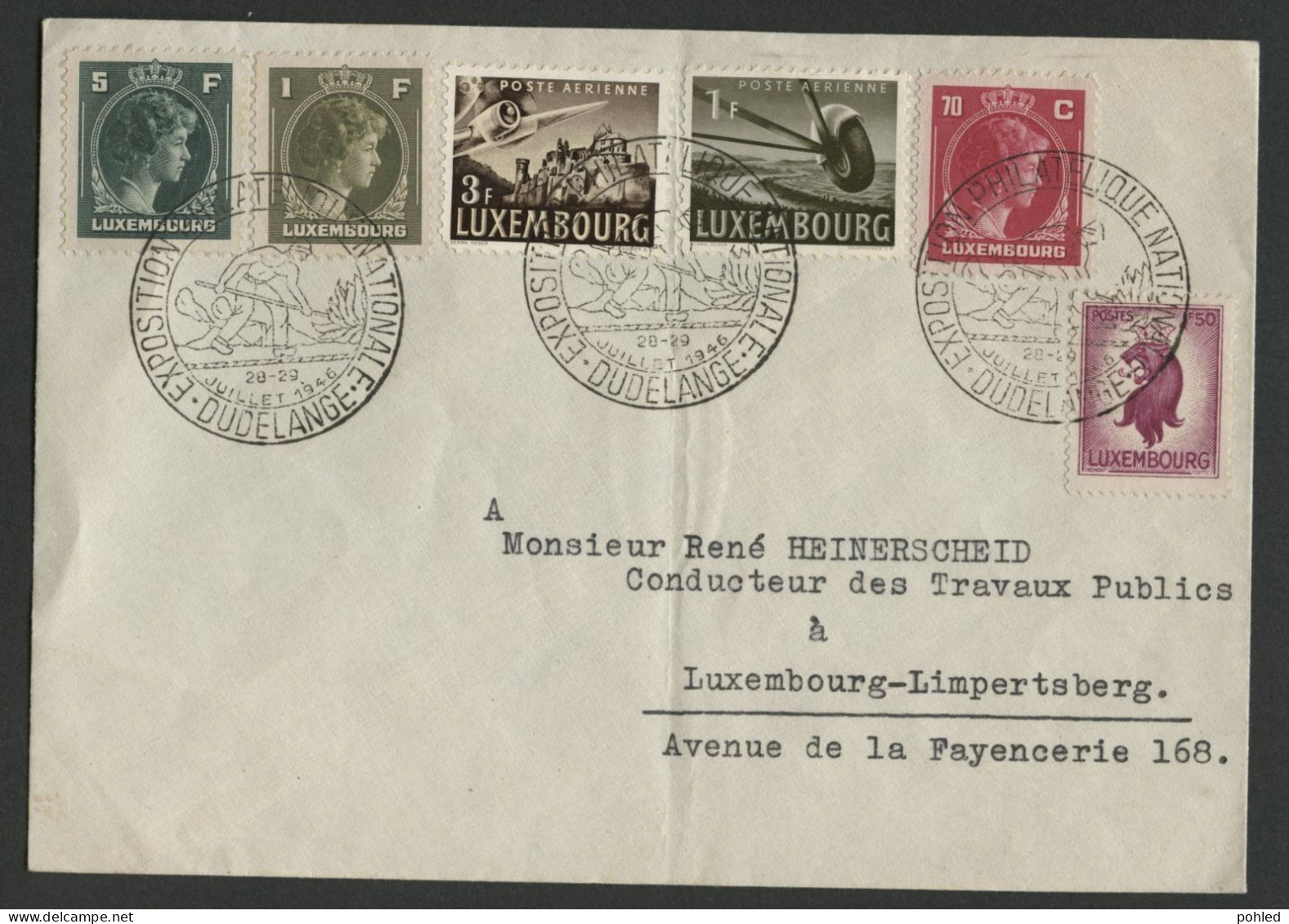 01262*LUXEMBOURG*LUXEMBURG*EXPOSITION PHILATELIQUE NATIONALE DUDELANGE*COVER*1946 - Stamped Stationery