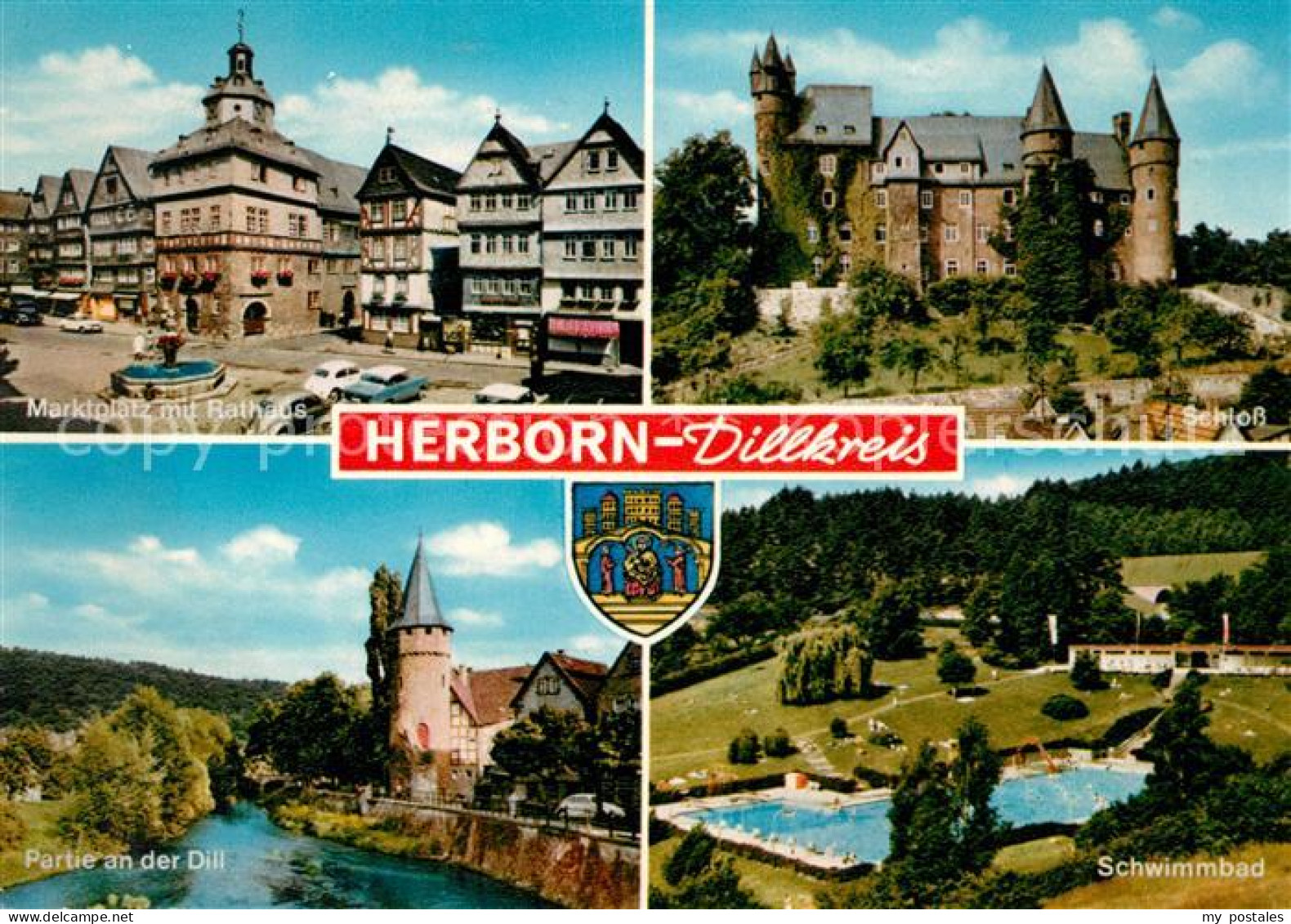 73155838 Herborn Hessen Marktplatz Rathaus Schloss Partie An Der Dill Schwimmbad - Herborn