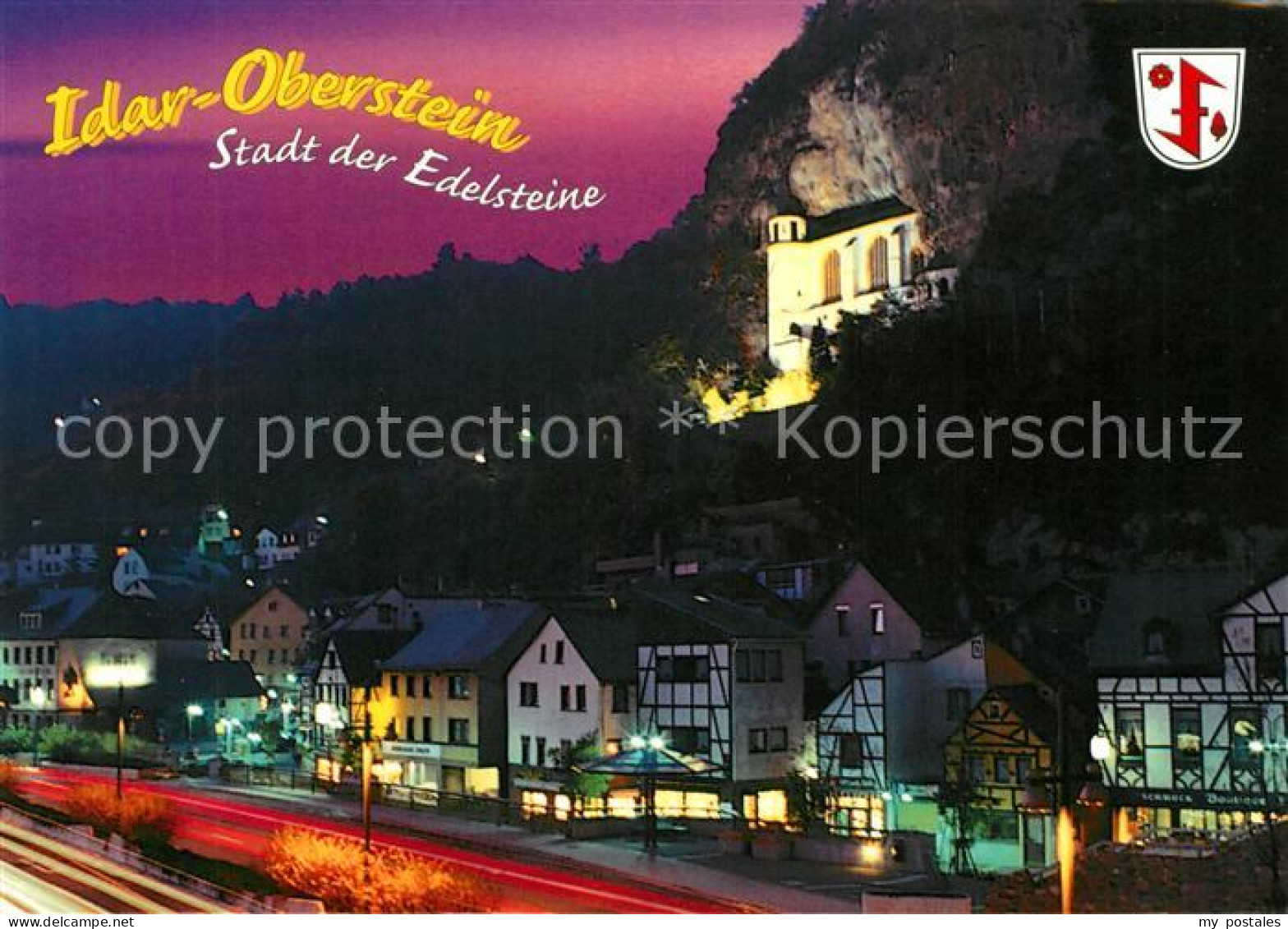 73155831 Idar-Oberstein Stadt Der Edelsteine Blick Zur Felsenkirche Nachtaufnahm - Idar Oberstein