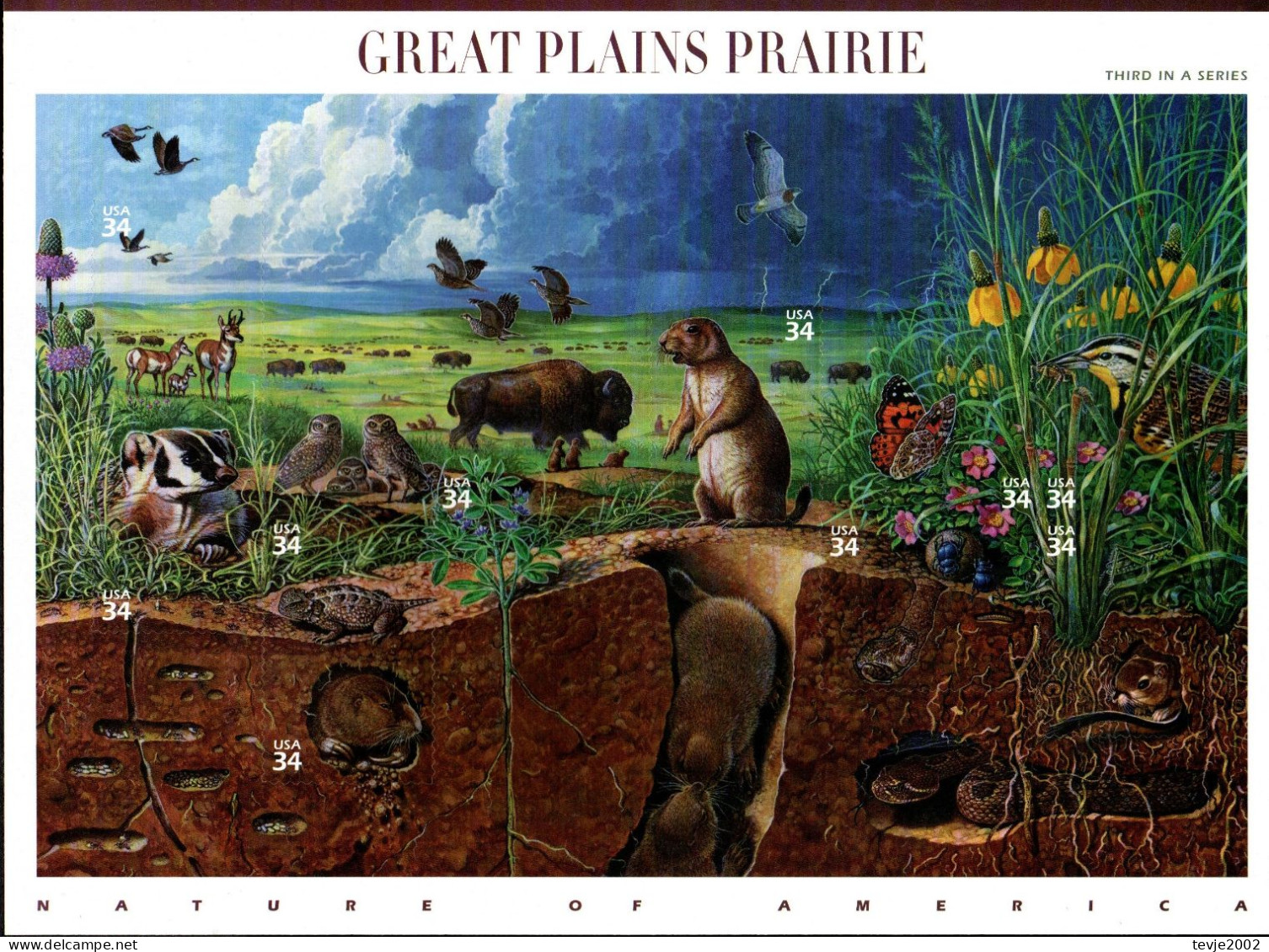 USA 2001 - Mi.Nr. 3450 - 3459 Folienbogen - Postfrisch MNH - Tiere Animals - Blocks & Sheetlets