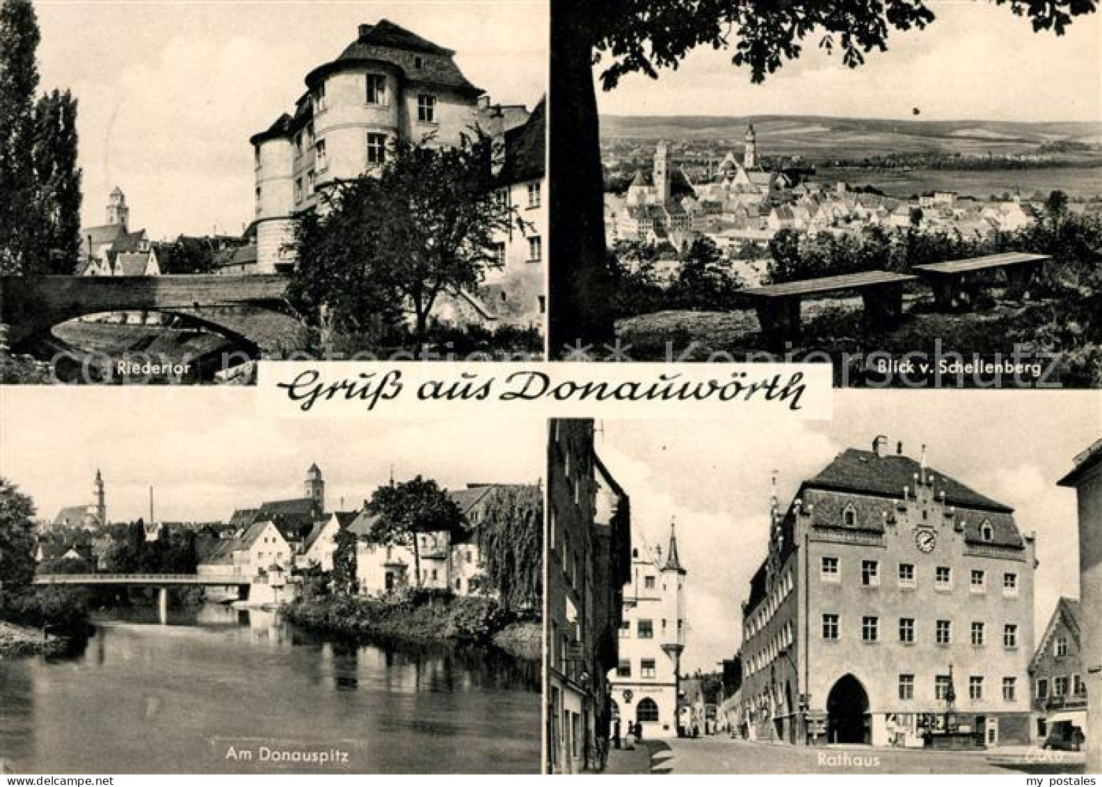 73155718 Donauwoerth Riedertor Blick Vom Schellenberg Am Donauspitz Rathaus Dona - Donauwoerth