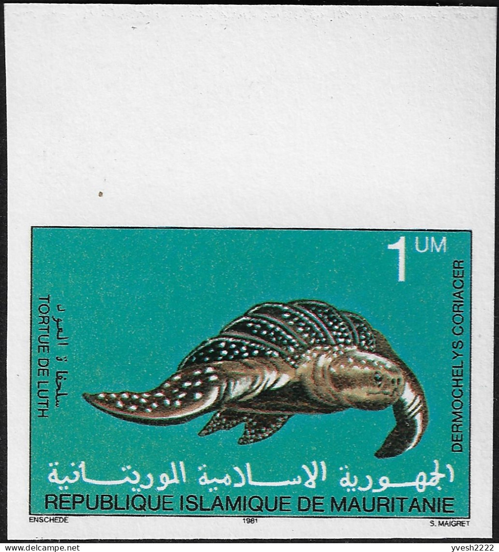 Mauritanie 1982 Y&T 501 à 503 Bon à tirer avant correction, feuillets de luxe et non dentelés. Faune marine, tortues