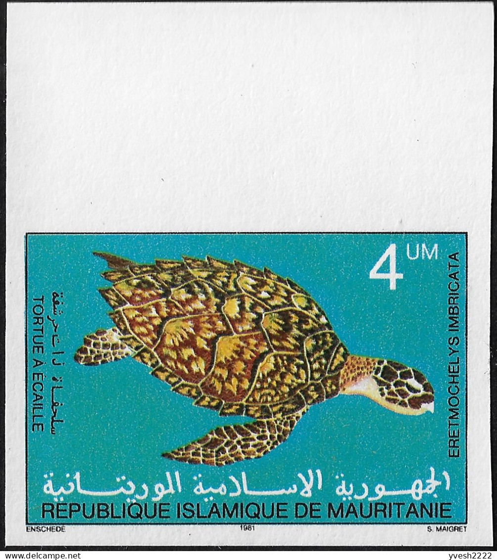 Mauritanie 1982 Y&T 501 à 503 Bon à tirer avant correction, feuillets de luxe et non dentelés. Faune marine, tortues