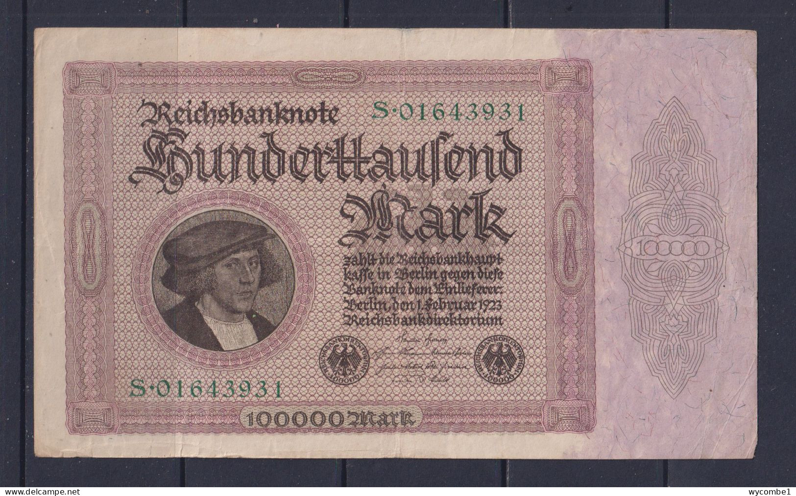 GERMANY - 1923 100000 Mark Circulated Banknote - 100.000 Mark