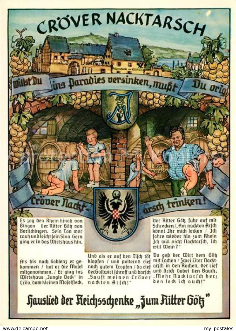 73155620 Kroev Mosel Reichsschenke Zum Ritter Goetz Mit Hausliedtext Karikatur K - Kroev