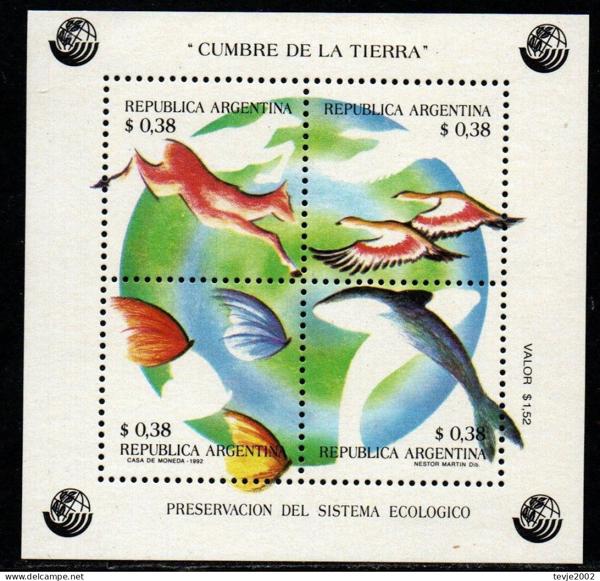 Argentinien 1992 - Mi.Nr. Block 51 - Postfrisch MNH - Tiere Animals - Blocks & Kleinbögen