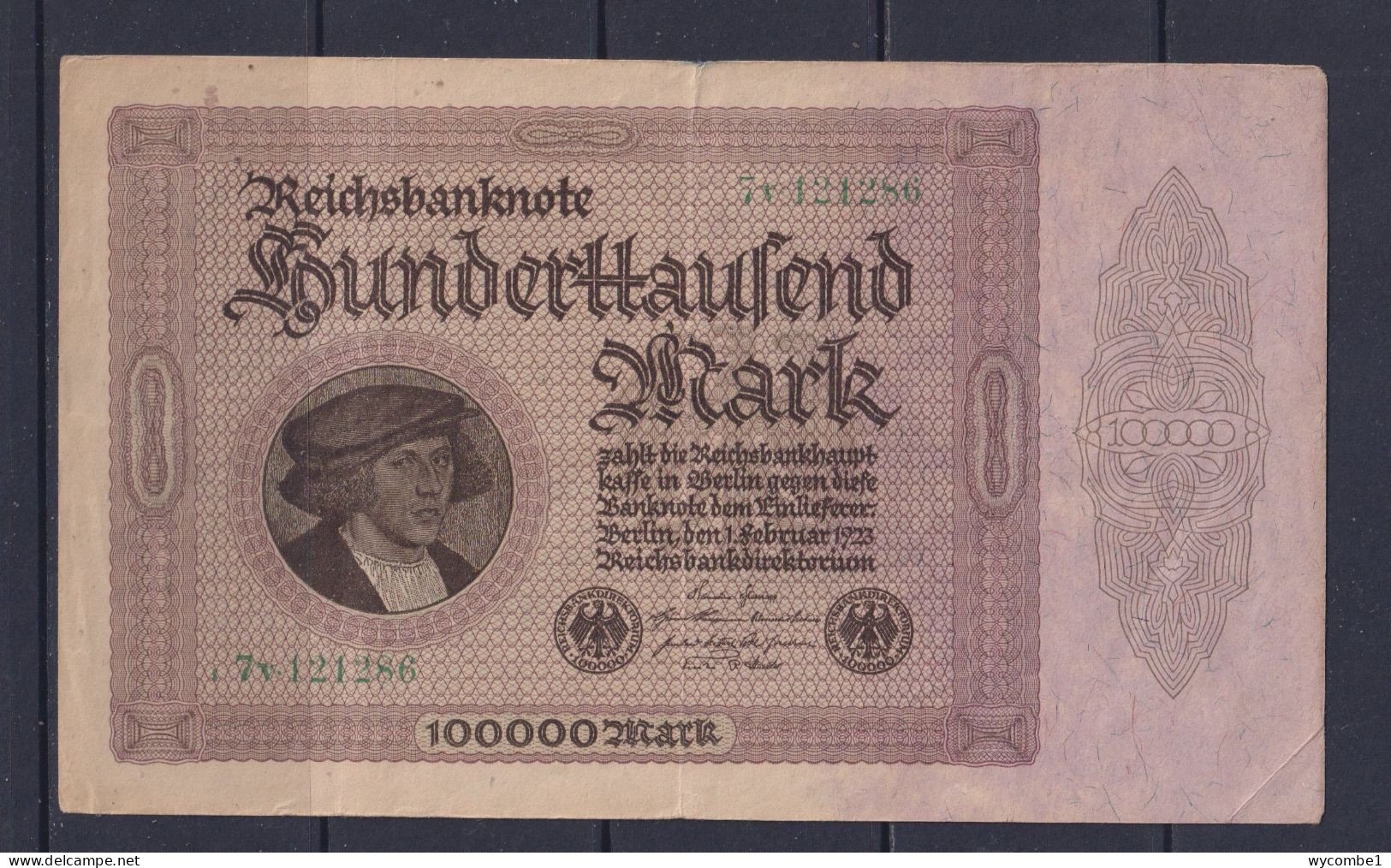 GERMANY - 1923 100000 Mark Circulated Banknote - 100000 Mark