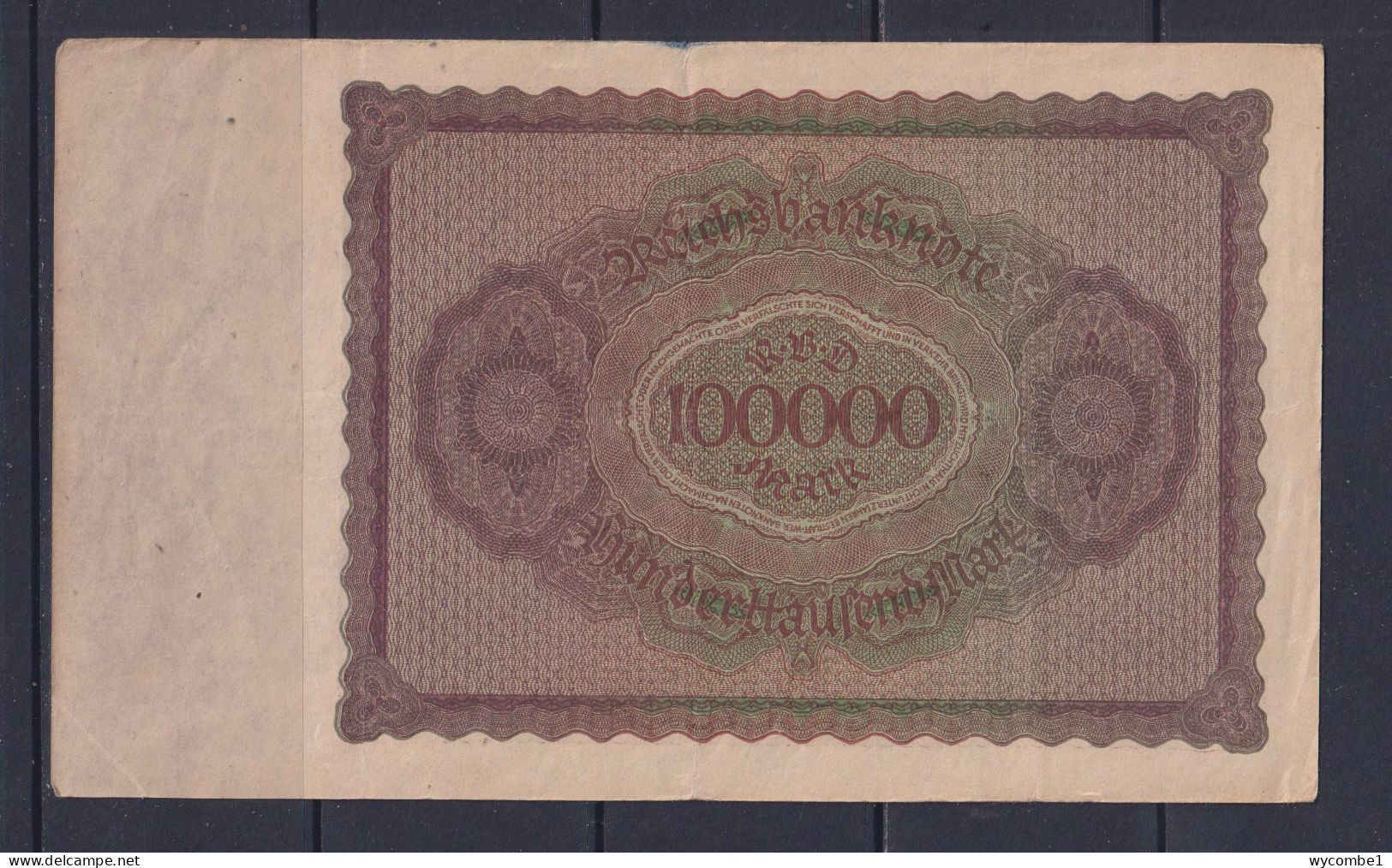 GERMANY - 1923 100000 Mark Circulated Banknote - 100.000 Mark