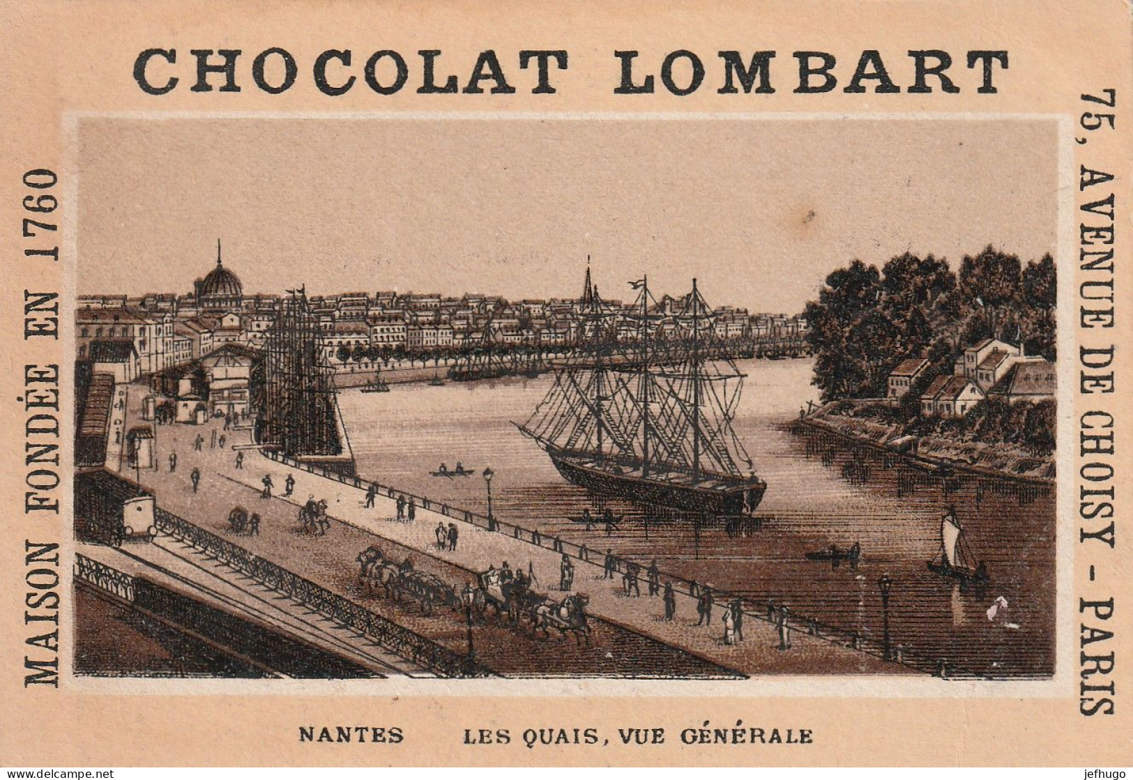 69 - CHROMO CHOCOLAT LOMBART . NANTES . LES QUAIS . VUE GENERALE. SCAN - Lombart