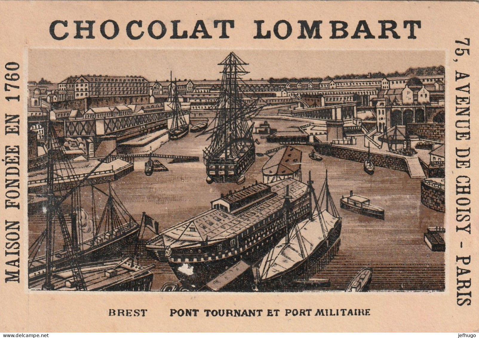 69 - CHROMO CHOCOLAT LOMBART . BREST . PONT TOURNANT ET PONT MILITAIRE . SCAN - Lombart