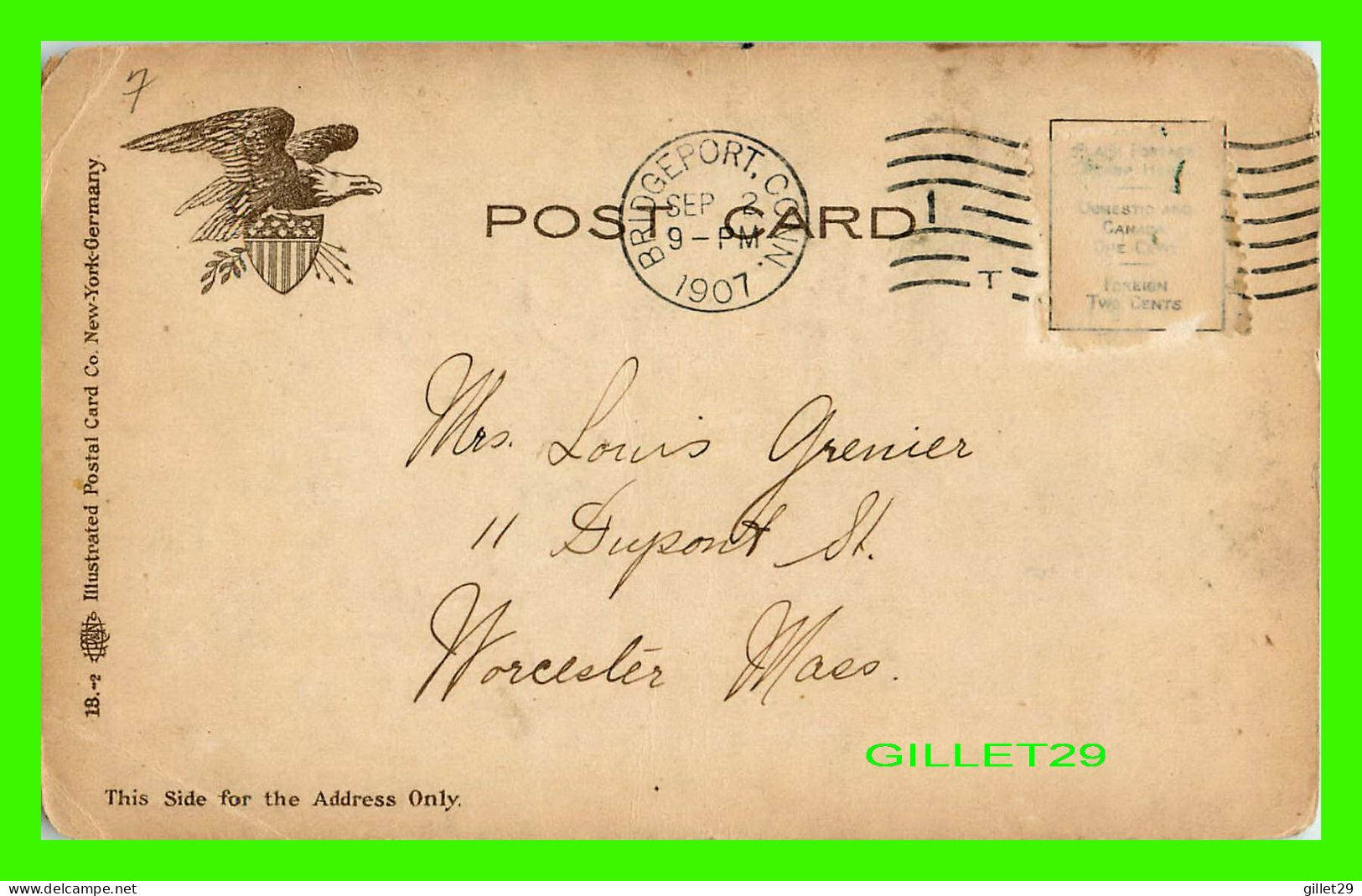 BRIDGEPORT, CT - FAIRFIELD COUNTY COURT HOUSE - TRAVEL IN 1907 - ILLUSTRATED POSTAL CARD CO - - Bridgeport