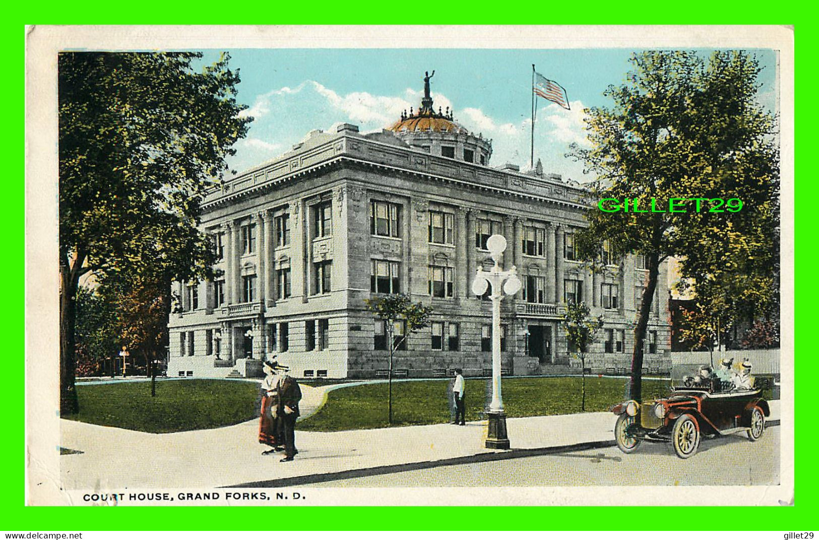 GRAND FORKS, ND - COURT HOUSE - ANIMATED OLD CAR & PEOPLES - TRAVEL IN 1920 - - Grand Forks