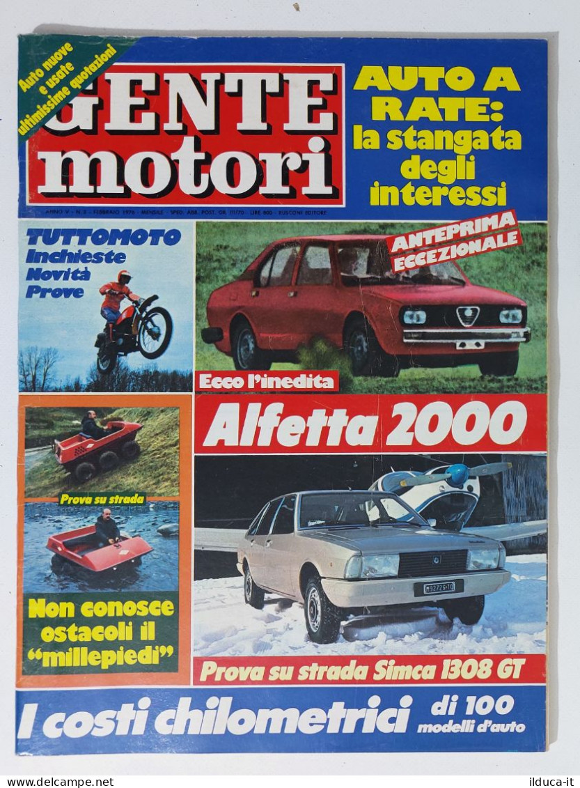 43988 GENTE MOTORI 1976 A. V N. 2 - Alfetta 2000; Simca 1308 GT; TuttoMoto - Motores