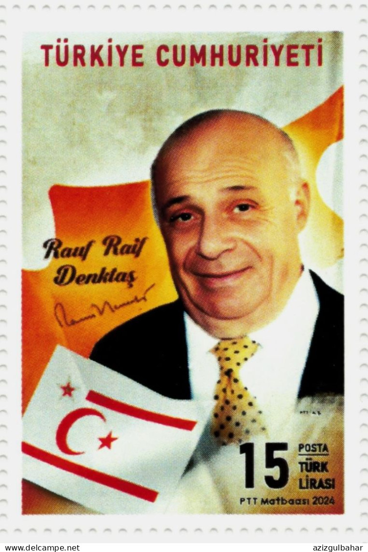 TURKEY - 100th ANNIVERSARY OF THE BIRTH OF DENKTASH - FOUNDING PRESIDENT OF TRNC -  27th JANUARY 2024 - SINGLE STAMP - Unused Stamps