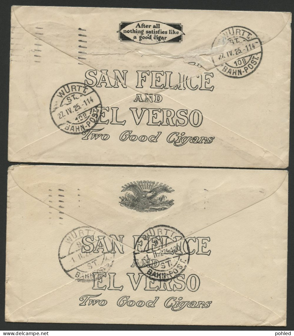 01264*USA*LIMA And YOUNGSTOWN OHIO To GERMANY*TWO ADVERTISING COVERS*CIGARS*1925*1927 - 1921-40