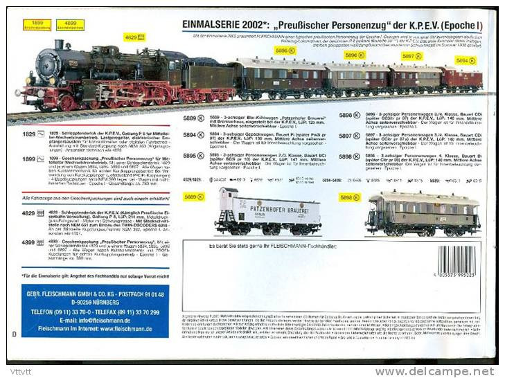 FLEISCHMANN : Catalogue 2002-2003, "Die Modellbahn Der Profis" 206 Pages. Sommaire Détaillé : Voir Scan... - Tedesco