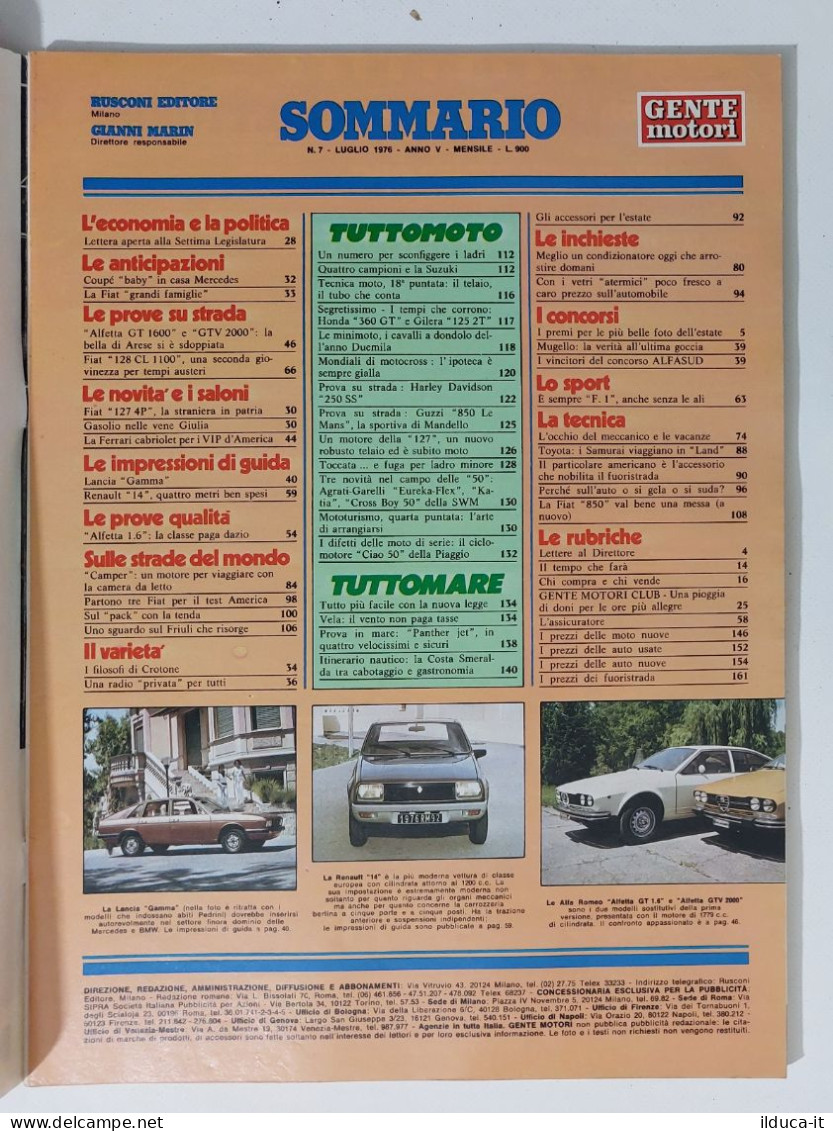 43993 GENTE MOTORI 1976 A. V N. 7 - Suzuki 500-4; FIAT 128 CL-1100; Fuoristrda - Engines