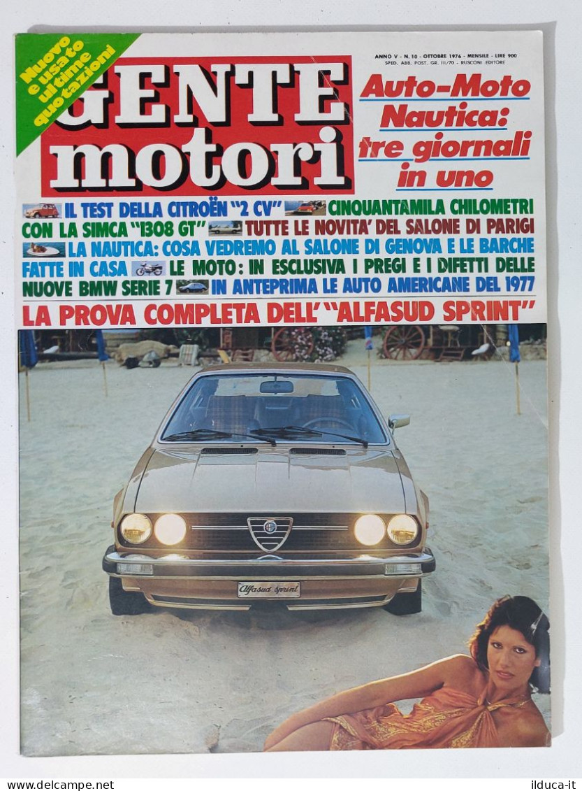 43996 GENTE MOTORI 1976 A. V N. 10 - Citroen 2 CV; Simca 1308 GT; BMW Serie 7 - Moteurs