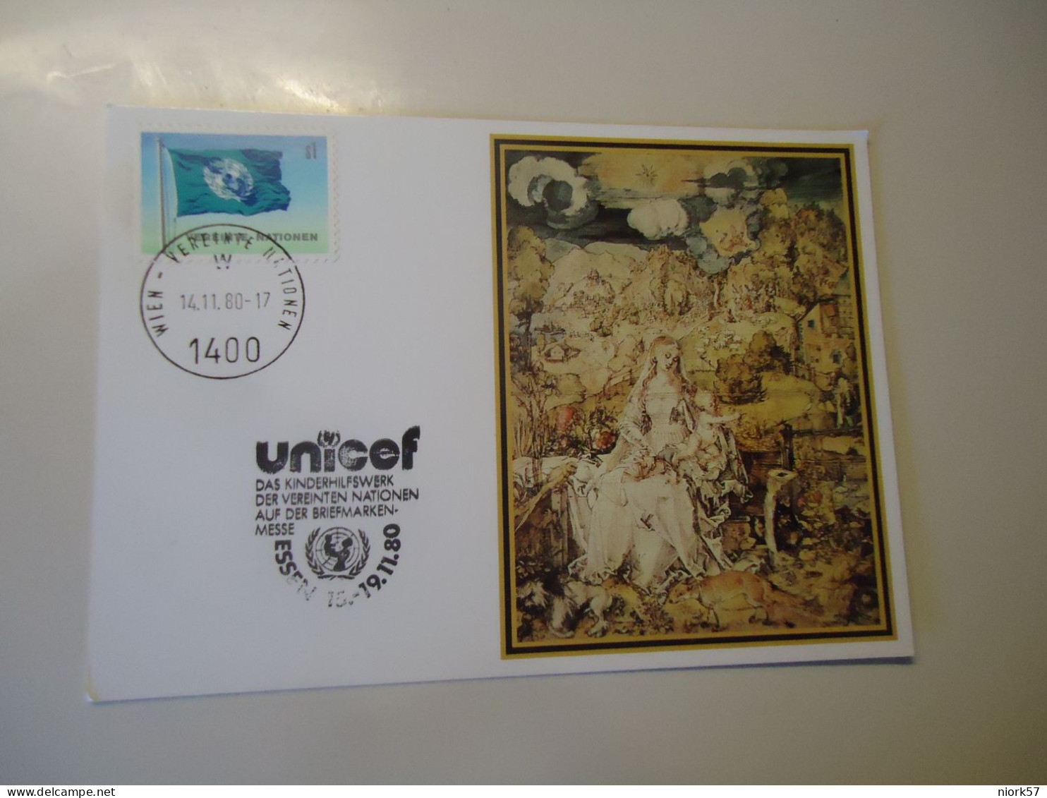 UNITED NATIONS   MAXIMUM CARDS VIENA 1980 PAINTING UNICEF - UNICEF