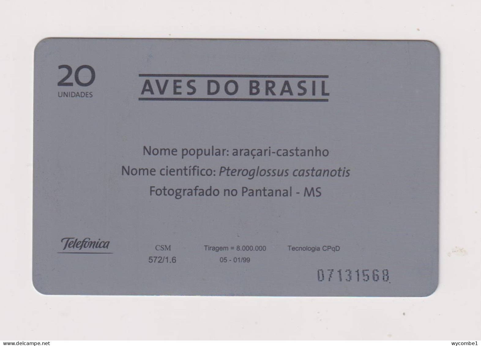 BRASIL -  Bird Inductive  Phonecard - Brésil