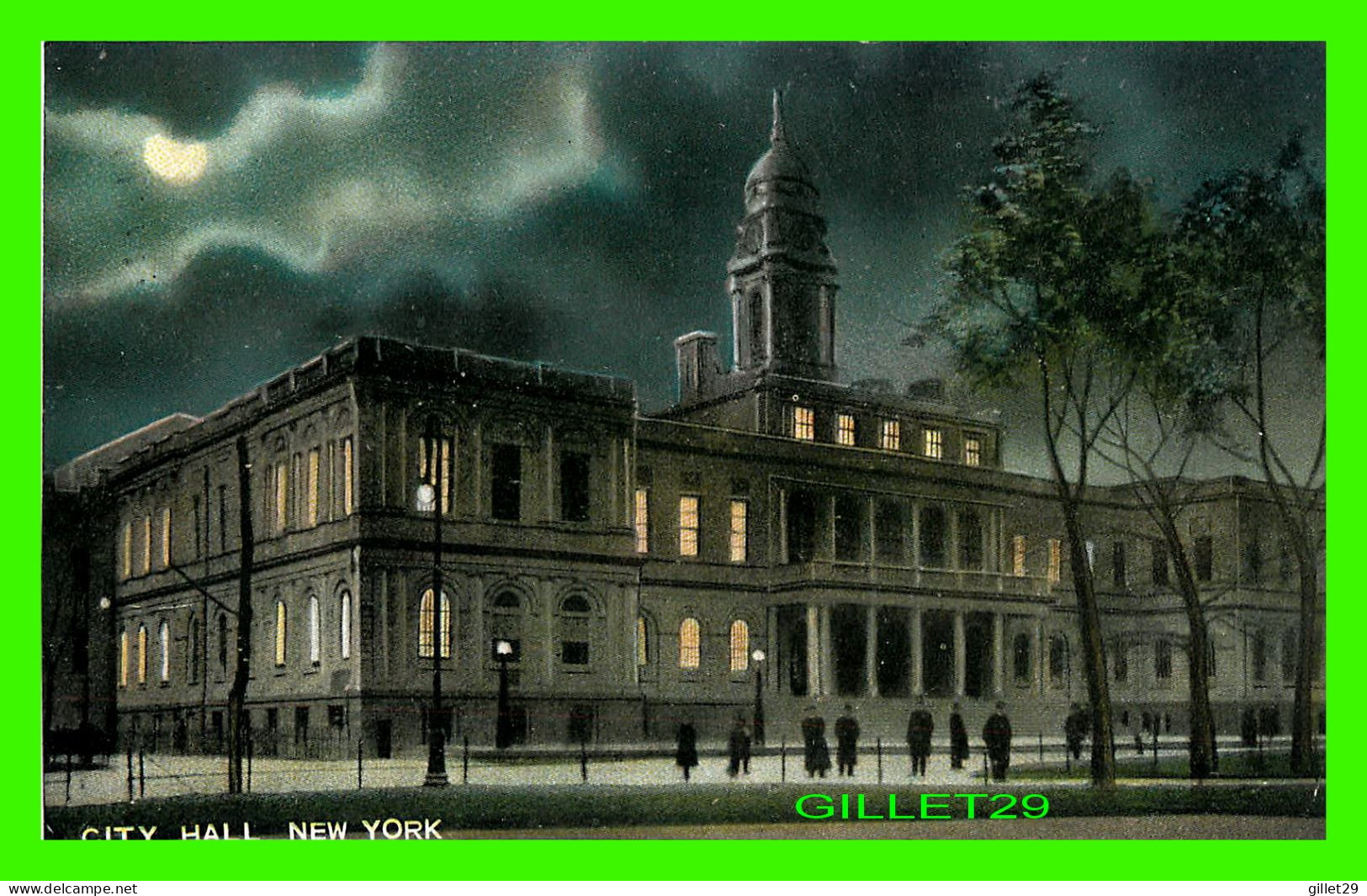 NEW YORK CITY, NY - CITY HALL AT NIGHT - ANIMATED WITH PEOPLES - TRAVEL IN 1908 - - Altri Monumenti, Edifici