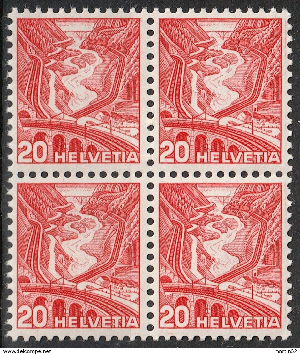 Schweiz Suisse Gotthard 1936: ABART Zu 205Ay.2.05 (glatt) Mi 301IIy VARIÉTÉ Yv 293 (regravée) **  MNH (Zu CHF 100.00) - Variétés