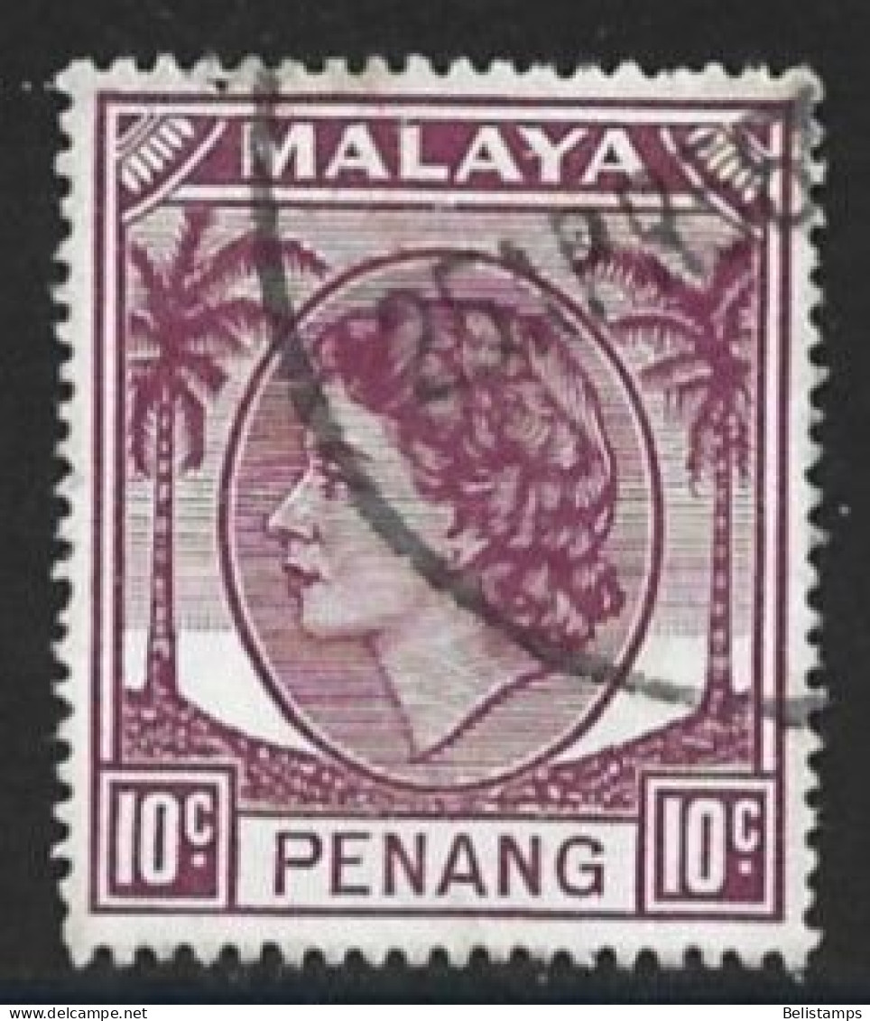 Malaya - Penang 1954. Scott #35 (U) Queen Elizabeth II - Penang