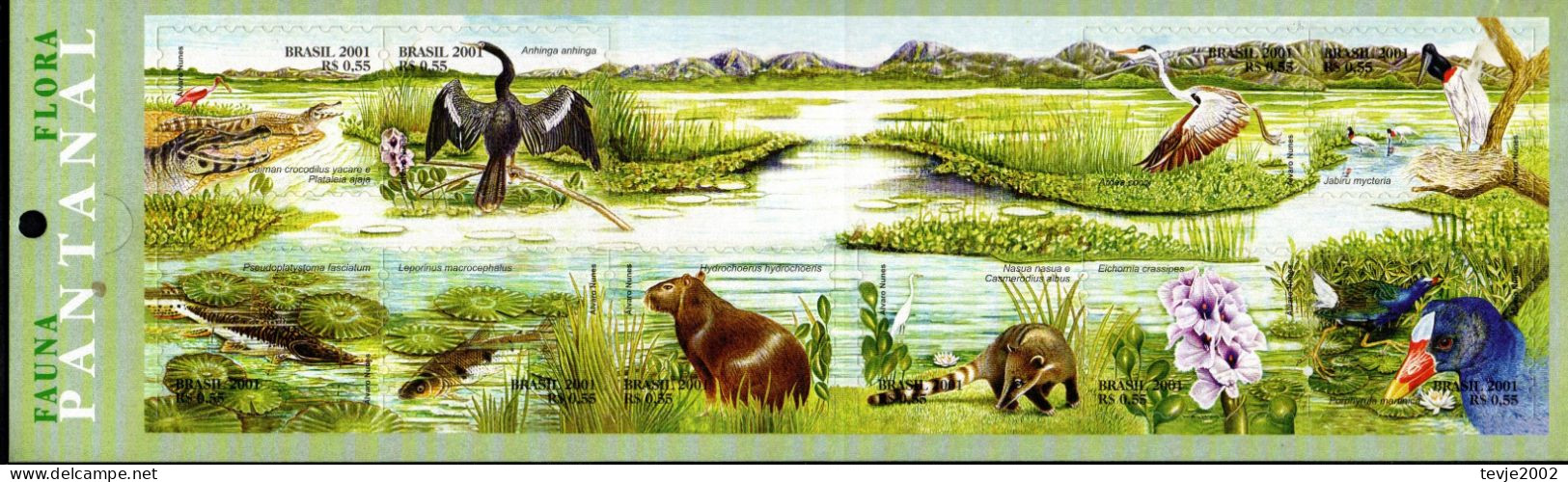 Brasilien 2001 - Markenheftchen Booklet Mi.Nr. 3197 - 3206 - Postfrisch MNH - Flora Fauna - Carnets