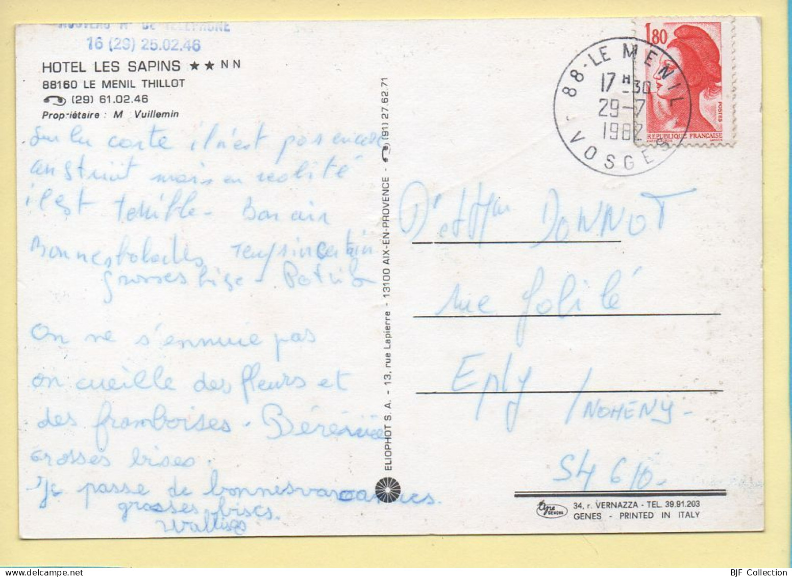 88. Le MENIL THILLOT – Hôtel Les Sapins (voir Scan Recto/verso) - Le Thillot