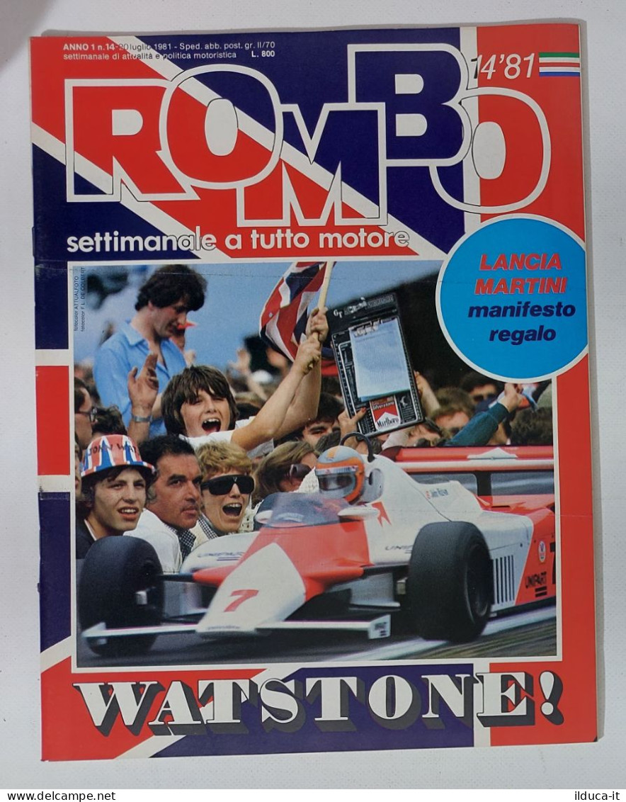 58960 ROMBO 1981 - A. 1 N. 14 - Lancia Martini; Watstone; SI Poster - Motori