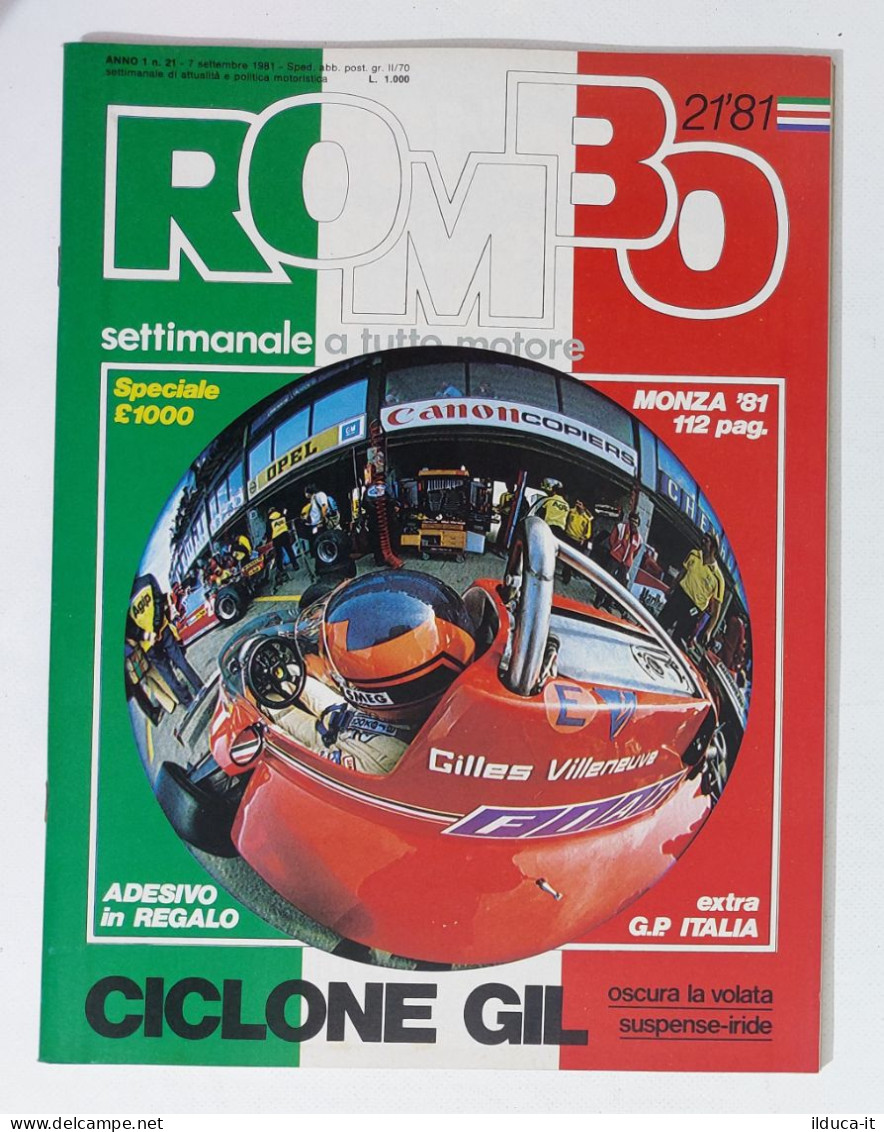 58967 ROMBO 1981 - A. 1 N. 21 - Villenueve; Monza '81; Si Inserto Adesivi - Motoren