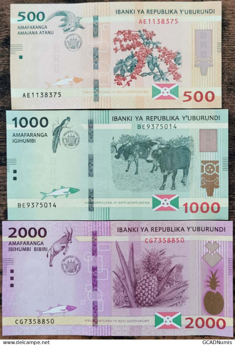 Lot 3 Billets BURUNDI 500 - 1000 Et 2000 Francs - 2018 / 2021 - Neuf UNC - Burundi