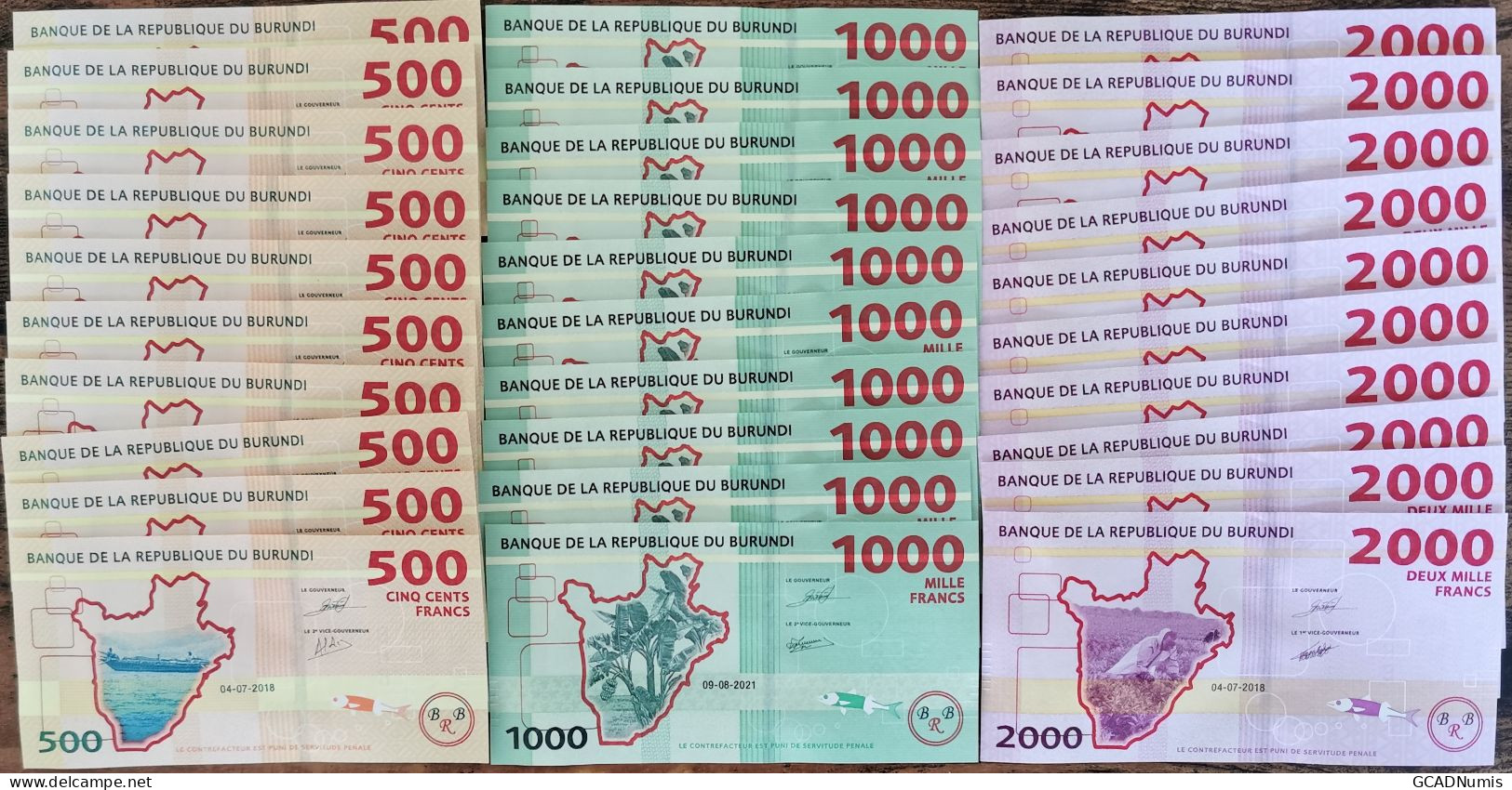 Lot 3 Billets BURUNDI 500 - 1000 Et 2000 Francs - 2018 / 2021 - Neuf UNC - Burundi